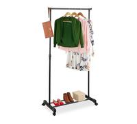 Relaxdays Clothes Rack on Wheels, Metal, Height-Adjustable, 94-161x75.5x42.5 cm, Clothing Rail, Coat Storage, Black