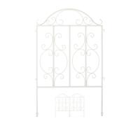 relaxdays Clôture de Jardin en Acier, système d’emboîtement 3 pièces, Bordure décorative, HxL : 98 x 63,5 cm, Blanc