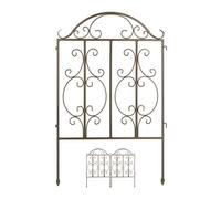 relaxdays Clôture de Jardin en Acier, système d’emboîtement 3 pièces, Bordure décorative, HxL : 98 x 63,5 cm, Bronze