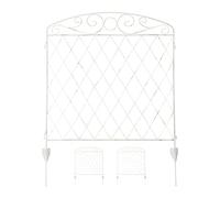 relaxdays Clôture de Jardin, métal, HxL : 91 x 278 cm, 3 éléments, système d’emboîtement, Design Vintage, étang, Blanc