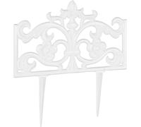 Relaxdays 10022969_49 Bordure de jardin fonte de fer clôture métal piquet antiquités HxlxP: 37 x 36 x 2 cm, blanc, Weiß