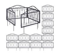 Relaxdays Clôture décorative de Jardin en métal, 16 Panneaux extérieurs avec Ornements, Bordure de Jardin Vintage, 9 mètres, Noir