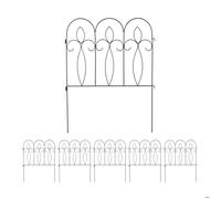 Relaxdays Clôture Jardin en métal, 6 éléments avec Ornements, H x L: 81 x 63 cm, Bordures à Planter, Noir