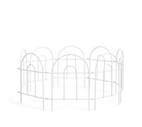 Relaxdays Clôture métallique, 6 éléments modulaires à arceaux, 45 x 240 cm, Blanc, Bordure de Jardin à enfoncer