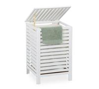 Relaxdays Cofftre à Linge, Couvercle, Sac Amovible, capacité : 63 litres, H x L x P : 65,5 x 45 x 45 cm, Blanc