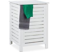 relaxdays Coffre à linge en pin blanc