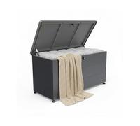 Relaxdays Coffre de jardin, pour coussins et outils, résistant aux intempéries et aux UV, HxLxP : 59x115x50 cm, noir