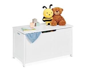 Relaxdays Coffre de Rangement avec Couvercle, Grande Caisse pour Jouets, H x L x P : 45 x 80 x 40 cm, MDF, Blanc