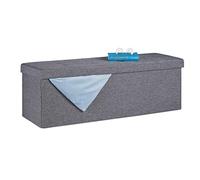 Relaxdays Coffre de Rangement, Pliable, rembourré, avec cloison de séparation, 130 l, Chambre à Coucher, Gris foncé