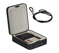 Relaxdays Coffre-Fort Nomade avec Code, Portable, avec câble de sécurité, Acier, HxLxP: 6x16x20 cm, Noir