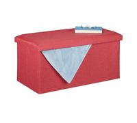 relaxdays Coffre-siège 10031616_708 rouge bois 76,5 cm