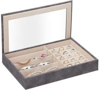 relaxdays Coffret à bijoux avec fenêtre transparente
