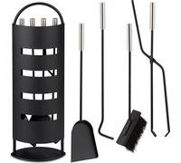 relaxdays Coffret de cheminée 5 pièces noir & argent