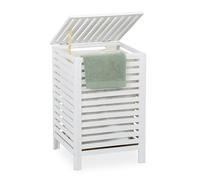 Relaxdays Cofftre à Linge, Couvercle, Sac Amovible, capacité : 63 litres, H x L x P : 65,5 x 45 x 45 cm, Blanc