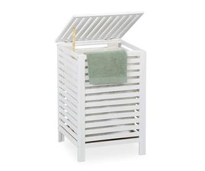 Relaxdays Cofftre à Linge, Couvercle, Sac Amovible, capacité : 63 litres, H x L x P : 65,5 x 45 x 45 cm, Blanc