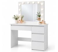 Relaxdays coiffeuse avec miroir Hollywood, éclairage, blanche | 4 tiroirs, 3 modes d'éclairage, luminosité réglable, H x L x P : 140 x 94 x 43 cm, coiffeuse