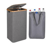 Relaxdays collecteur de bouteilles consignées 100 l, sac lavable, gris | recyclage, tri, H x L x P : 75 x 40 x 33 cm