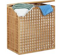 relaxdays Collecteur de linge en bambou avec 2 compartiments