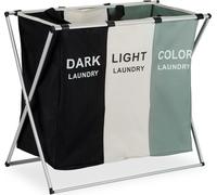 relaxdays Collecteur de linge pliable 3 compartiments
