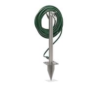 Relaxdays Colonne d’eau avec piquet et support tuyau, HLP : 66x29x15 cm, arrivée d’eau jardin, ronde, en inox, argenté
