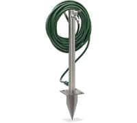 Relaxdays - Colonne D'eau Avec Piquet Et Support Tuyau, Hlp : 66x29x15 Cm, Arrivée D'eau Jardin, Ronde, En Inox, Argenté