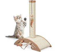 relaxdays Colonne griffoir avec planche à gratter & jouets