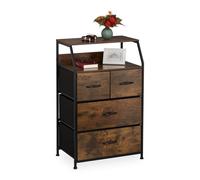 Relaxdays Commode Style Industriel, HLP : 96,5 x 60 x 41,5 cm, Tissu, métal, Effet Bois, 4 tiroirs, Buffet, Marron/Noir
