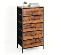 Relaxdays Commode 5 tiroirs en Tissu, métal, MDF, Marron/Noir, Couloir