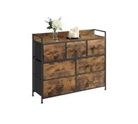 Relaxdays Commode, 7 tiroirs en Tissu, Design Industriel, 98 x 85 x 28,5 cm, Salon, Couloir, Noir/Marron