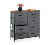 Relaxdays Commode, HxLxP: 81,5x80x30 cm, métal, Effet Bois, 8 tiroirs Tissu, bahut Style Industriel, Buffet, Gris/Marron