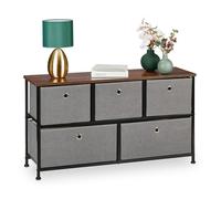 Relaxdays Commode à 5 tiroirs HLP : 54 5 x 100 x 30 cm meuble de rangement style industriel buffet gris/marron