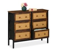 relaxdays Commode avec 6 tiroirs en optique rotin