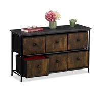 Relaxdays Commode à 6 tiroirs, mélange de matériaux, HLP 51x87x32 cm, pour l'entrée ou la Chambre, Marron et Nature