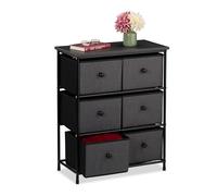 Relaxdays Commode à 6 tiroirs, mélange de matériaux, HLP 73x60x32 cm, pour l'entrée ou la Chambre, Gris et Noir