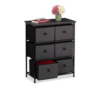 Relaxdays Commode à 6 tiroirs, mélange de matériaux, HLP 73x60x32 cm, pour l'entrée ou la Chambre, Gris et Noir