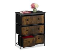 Relaxdays Commode à 6 tiroirs, mélange de matériaux, HLP 73x60x32 cm, pour l'entrée ou la Chambre, Marron et Gris