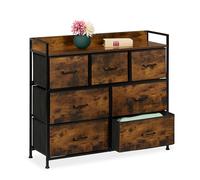 Relaxdays Commode à 7 tiroirs, HLP : 85 x 100 x 30,5 cm, Meuble de Rangement, Chambre, Couloir, Marron/Noir