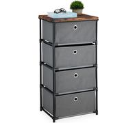 Relaxdays Commode, avec 4 tiroirs en Tissu, Structure en métal, 85x43x33 cm, pour Le Salon ou l'entrée, Gris et Marron