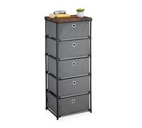 Relaxdays Commode, avec 5 tiroirs en Tissu, Structure en métal, 105x43x33 cm, pour Le Salon ou l'entrée, Gris et Marron