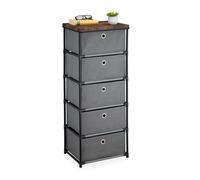 Relaxdays Commode, avec 5 tiroirs en Tissu, Structure en métal, 105x43x33 cm, pour Le Salon ou l'entrée, Gris et Marron