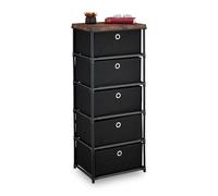 Relaxdays Commode, avec 5 tiroirs en Tissu, Structure en métal, 105x43x33 cm, pour Le Salon ou l'entrée, Noir et Marron