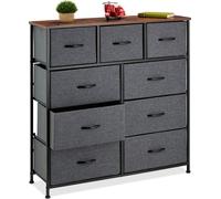 Relaxdays Commode, HxLxP: 100x100x30 cm, métal, Effet Bois, 9 tiroirs Tissu, bahut, Buffet Moderne, Plusieurs Couleurs