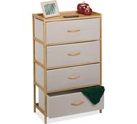 relaxdays Commode en bambou 4 tiroirs