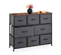 Relaxdays Commode en style industriel, HLP : 78,5x100x30 cm, tissu, métal, effet bois, 8 tiroirs, buffet, marron/noir