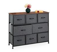 Relaxdays Commode en Style Industriel, HLP : 78,5x100x30 cm, Tissu, métal, Effet Bois, 8 tiroirs, Buffet, Marron/Noir