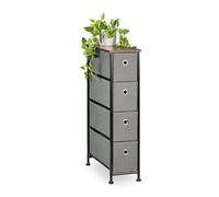 Relaxdays Commode étroite, 4 tiroirs, Style Industriel, Petit Meuble, Salon, Chambre, HLP : 76 x 20 x 48 cm, Marron/Gris