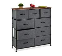 Relaxdays Commode, HxLxP: 100x100x30 cm, métal, Effet Bois, 9 tiroirs Tissu, bahut, Buffet Moderne, Plusieurs Couleurs