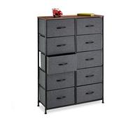 Relaxdays Commode, HxLxP: 120x85,5x30 cm, métal, effet bois, 10 tiroirs tissu, bahut, buffet moderne, plusieurs couleurs