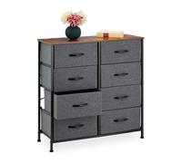 Relaxdays Commode, HxLxP: 81,5x80x30 cm, métal, Effet Bois, 8 tiroirs Tissu, bahut Style Industriel, Buffet, Gris/Marron