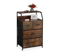 Relaxdays Commode Style Industriel, HLP : 96,5 x 60 x 41,5 cm, Tissu, métal, Effet Bois, 4 tiroirs, Buffet, Marron/Noir